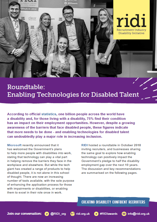 Enabling Technologies for disabled talent round table briefing paper cover