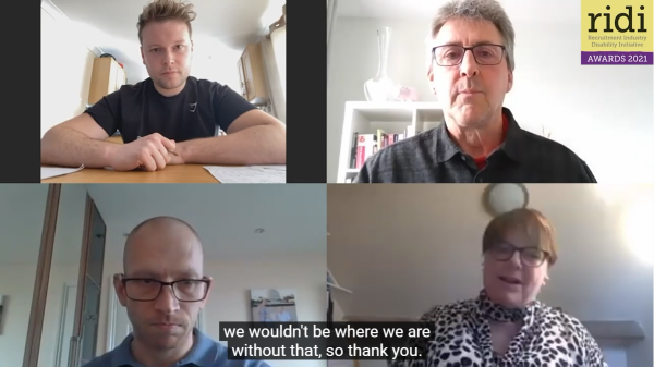 Screengrab of Kate Headley, Paul Deemer, Chris Dowling and Stephen Salmon on virtual RIDI event